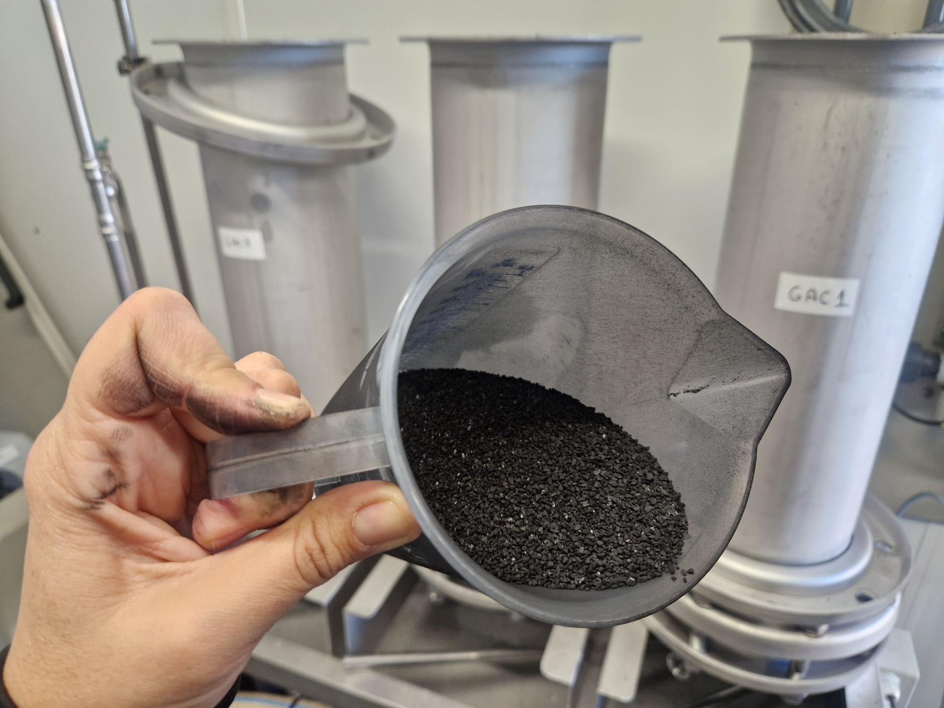 Activated carbon used in the new RO-concentrate tests