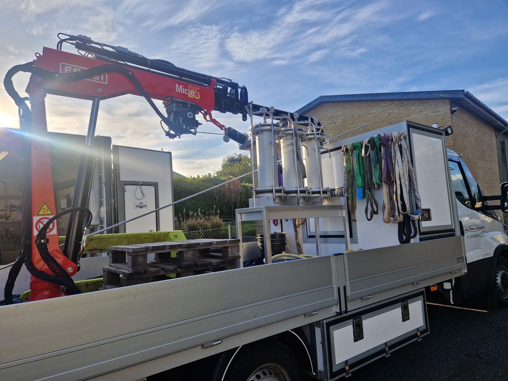 The new plant for the RO-concentrate tests arrives to Hvidovre Waterworks